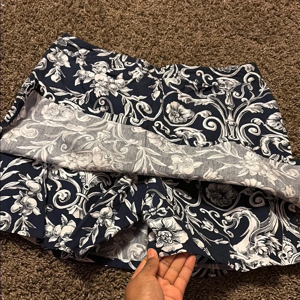 Villager White and Blue Patterned Skirt - Picture 8 of 8